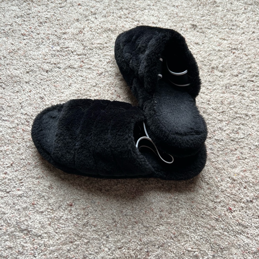 Hard sole black house shoes Size 8